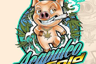 design custom weed cannabis cartoon logo design