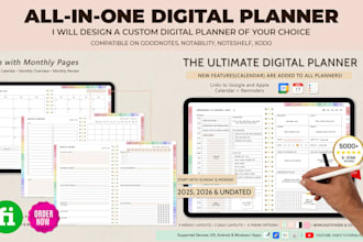etsy digital planner, etsy digital product,  hyperlinked planner digital journal