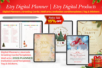 etsy digital planner, etsy digital product,  hyperlinked planner digital journal