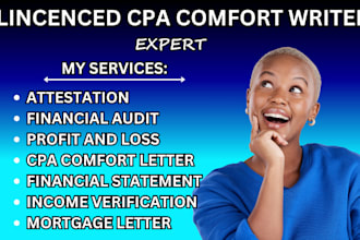 write CPA letter, sign CPA letter, provide CPA comfort letter, CPA verification