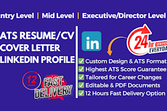 do professional ats resume writing, cover letter and optimize linkedin profile