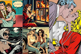 retro vintage comic retro vintage character retro pop art style retro comic page