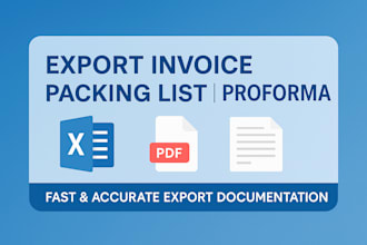 create export invoice, packing list and shipping documents