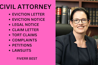 prepare legal documents, lawsuits complaints, motions, petitions and appeals