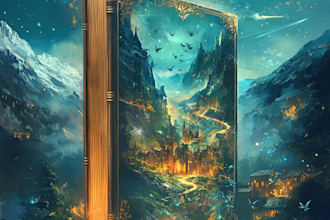 crate a book cover design, fantasy book cover illustration