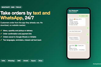 build a whatsapp and SMS ordering bot for your restaurant or business