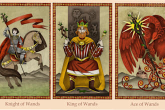 do tarot card illustrations oracle card fantasy tcg card zodiac card game design