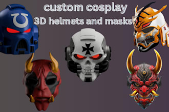 sculpt custom 3d mask 3d helmet halloween mask oni mask 3d cosplay armor model