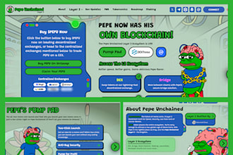 design crypto website, meme coin website, presale website and pepe website