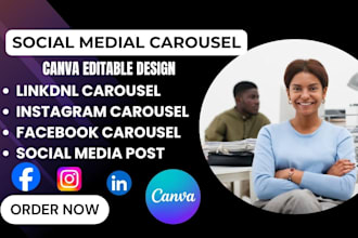 design canva carousel for instagram linkedin social media post, canva template
