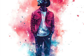 illustrate watercolor portrait illustration