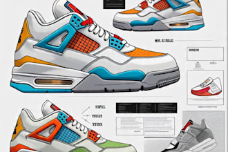 design 3d shoe footwear sneakers shoe tech pack design mockup slides heels