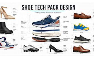 design 3d shoe footwear sneakers shoe tech pack design mockup slides heels
