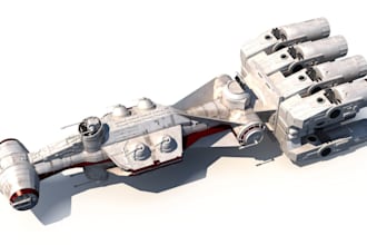 create 3d hard surface model, spaceship model star war ship jetpack game model
