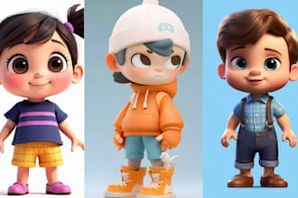 make 3d chibi character 3d cute character 3d mascot 3d cartoon character 3d doll