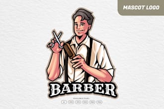 do barber shop or hair stylist salon business logo design