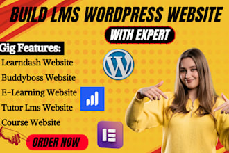 build wordpress elearning lms website with learndash, buddyboss, course website