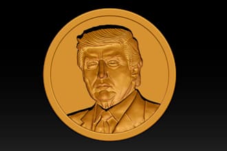 sculpt 3d coin model, bas relief medallion, cnc relief engraving, for 3dprinting