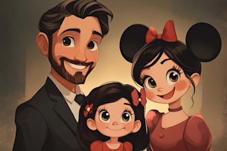 design a professional disney family portrait