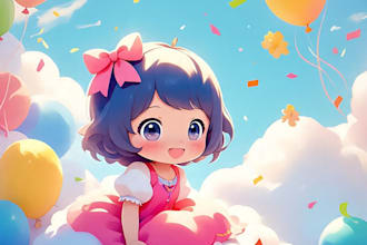 draw you a cute anime chibi character, chibi art,  vtuber model with live2d