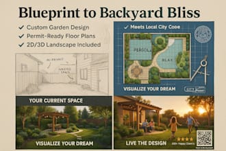 be your professional architect, garden landscape, backyard layout, city permit
