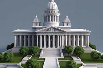 3d monument buildings 3d building model miniature  government house for 3d print