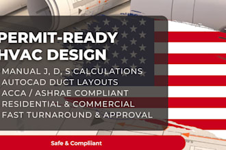 do hvac design with manual j d s load calculations and duct layout for permit