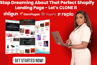clone design shopify landing pages replo pagefly gempages shogun zipify expert