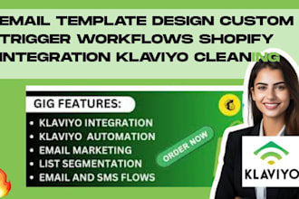 email template design custom trigger flows shopify integration klaviyo cleaning