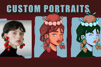 custom hand drawn portraits in a clean, stylized art style