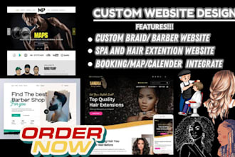 shopify barber salon eyelashes, spa website, beauty hair extension, braid wix