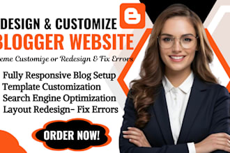 customize or redesign wix blogspot website, wix blogger template theme, SEO