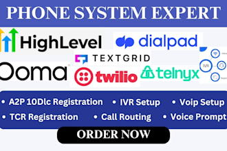 setup a2p 10dlc tcr IVR voip on openphone nextiva ooma telnyx dialpad textgrid