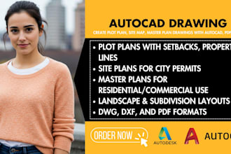 create plot plan, site map, master plan drawings with autocad, pdf, dwg