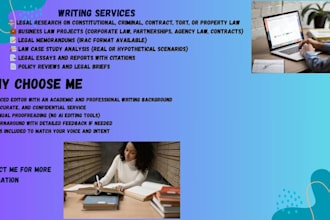 help with law, legal research, business law and memo research and case studies