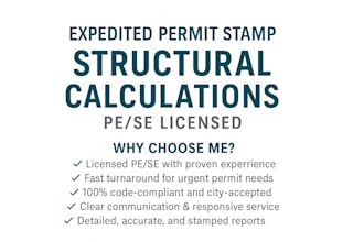 expedited permit stamp with structural calculations by pe se licensed engineer