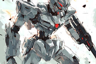 draw gundam, transformer, robot, armor, mecha