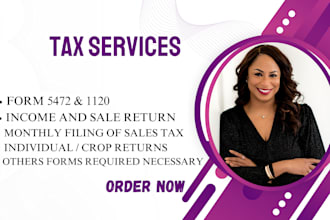 file and fax US tax forms 5472 and 1120 for non resident US llc 1065