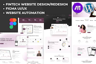 design fintech website landing page UI UX in figma and automate with make com
