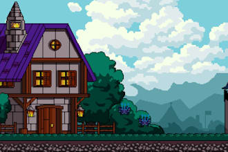 pixel art background, pixel scene, pixel environment, pixel game asset