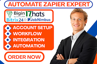setup zoho bigin  17hats bitrix 24 crm jobnimbus lofty kucore zapier automation