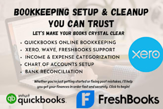 do quickbooks online bookkeeping setup clean up xero wave freshbooks