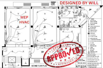 draw electrical layout mep plan hvac design in autocad revit for city approval