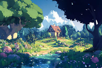 create a realistic landscape or background illustration for game