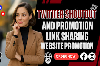 shoutout, share promote website link to 90m twitter, fb, ig, yt, tiktok audience