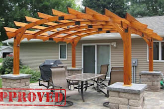 design backyard landscape, patio, pergola, garden, pool, deck,adu permit drawing