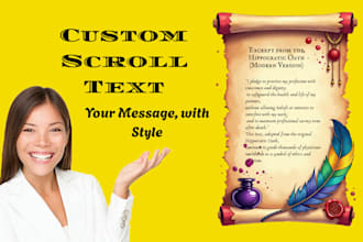 insert your text into a decorative scroll design