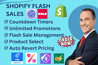 setup shopify flash sales bold disco wi flashx rockit hextom toastibar discounty