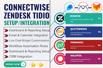 setup zendesk freshdesk quotewerks pandadoc halopsa tidio happyfox connectwise