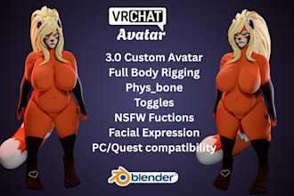 do furry vrchat avatar, furry fursona, 3d vtuber model